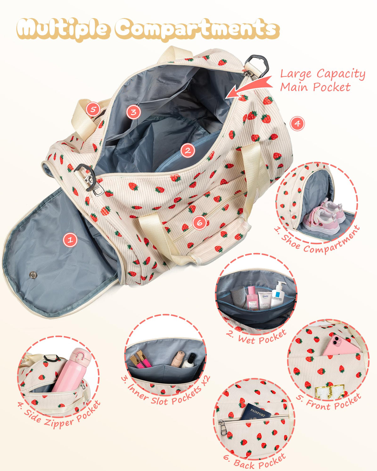 Vogewood 10 Year Old Girl Birthday Gift, Girls Gym Bag, Kids Personalized Dance Bags with Shoe Compartment, Customized Travel Duffle with Toiletry Bag, Preteeen Holiday Gift Ideas (Letter N)