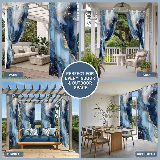 Marble Texture Outdoor Curtains