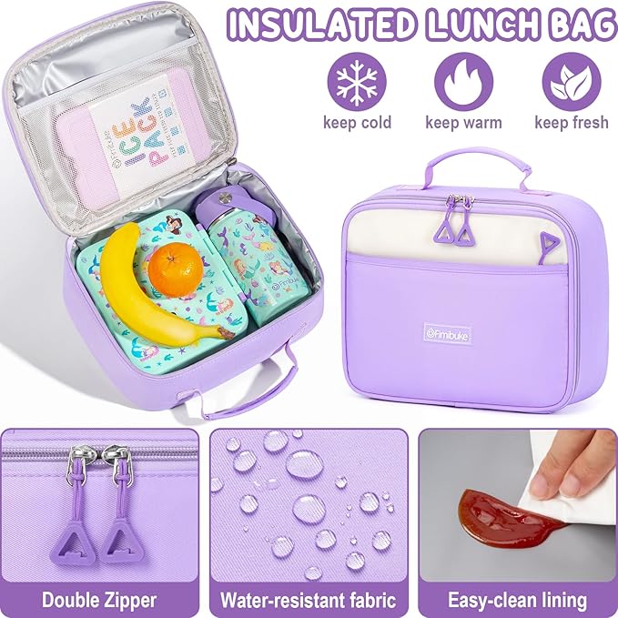 Fimibuke Backpacks for Girls, 3 PCS Waterproof School Backpack with Lunch Box & Pencil Pouch for Kids Teen Girl, Cute Bookbag School Bag for Elementary Middle High School Student Ages 6+(Pink)