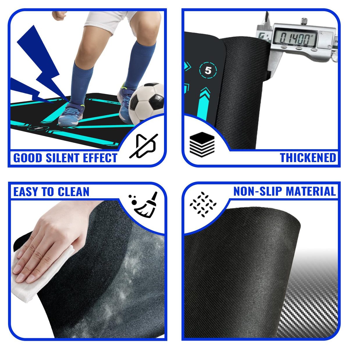Soccer Training Equipment,Soccer Training Mat Improve Strength,Agility and Coordination,Anti-Slip Silent Absorption Soccer Footwork Training Mat,Soccer Trainer for Indoor/Outdoor Drills (Training Set 35*23 IN)