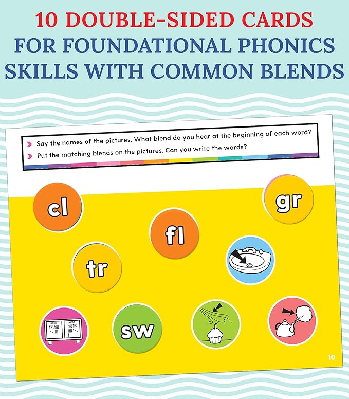 Carson Dellosa 25-Piece Beginning and Ending Blends Edu-Clings Set, Language Arts Dry Erase Mats and Silicone Phonics Manipulatives, Grammar and Spelling Games and Practice for Kids