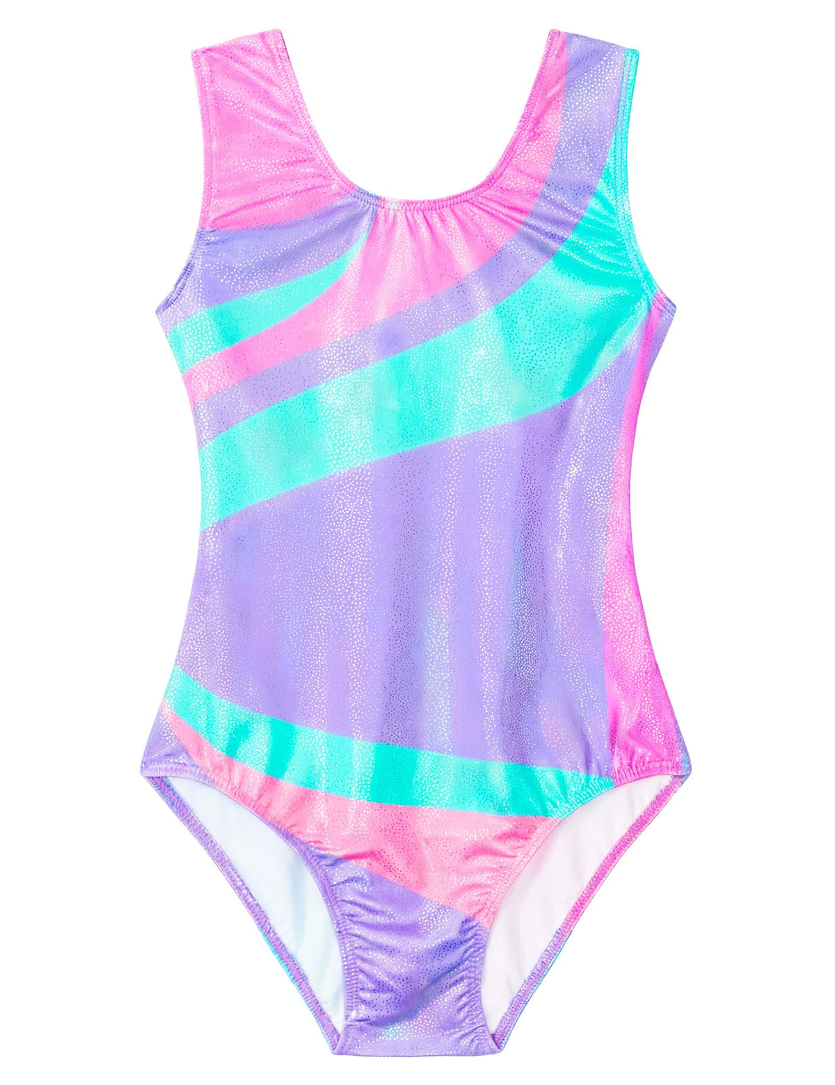 Domusgo Girls Leotards Size 7-8 Years Old Sparkly One Piece Purple Blue Floral Sleeveless Athletic Outfits