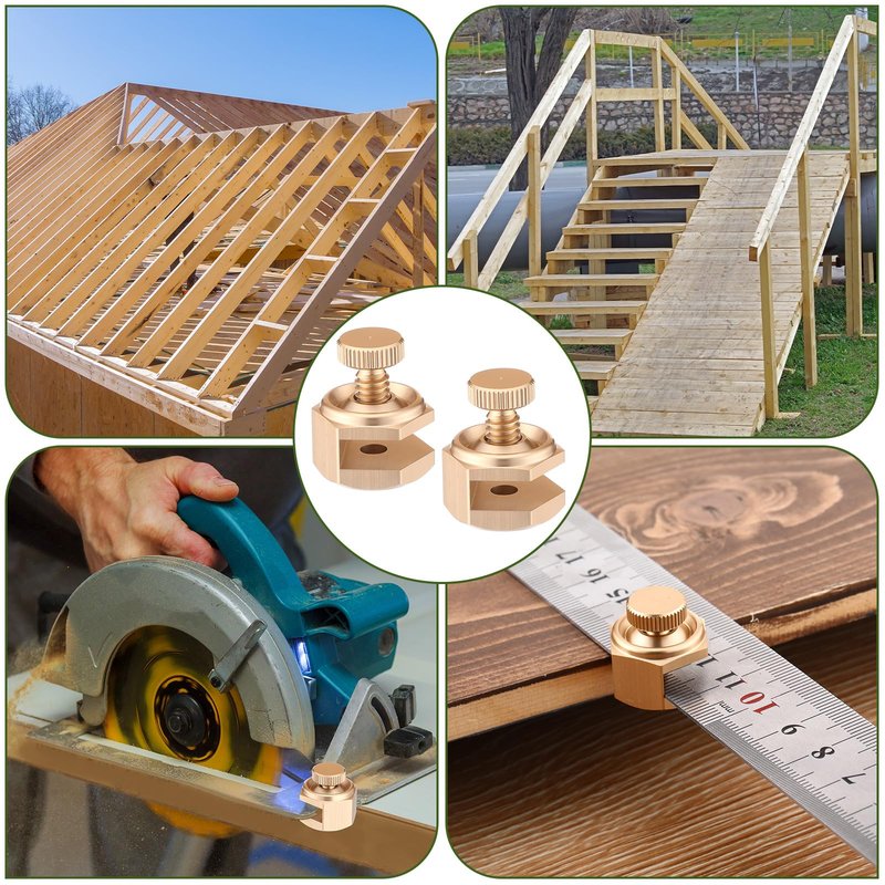 Ceoighe 4 Pack Stair/Square Gauge Set for Framing Square, Stair Stringer Layout Tool for Circular Saw, Carpentry Squares and Rafter Layout, Aluminum Alloy Stair Gauge Tool(Gold)