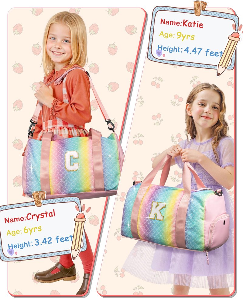 Vogewood Granddaughter Gift from Grandmom-Girl Gym Bag with Shoe Compartment, Kid Personalized Weekender Overnight Bags, Initial Travel Tote with Makeup Pouch, Easter Gifts for Teen (Letter C)