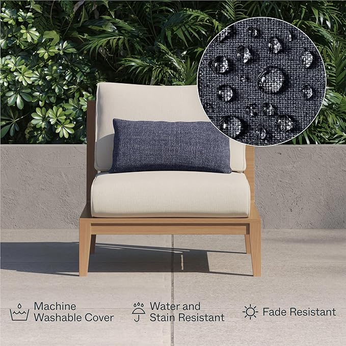 Outer Outdoor Throw Pillow with OuterWeave Performance Fabric, Decorative Outdoor Pillow for Patio & Outdoor Furniture, Includes Machine Washable Pillow Cover and Insert - Pailsades Cream, 18"x18"