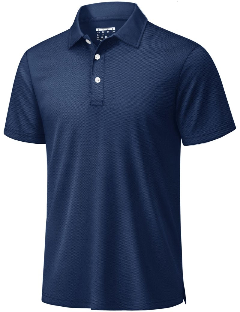 TACVASEN Mens Golf Shirt Dry Fit Mens Polo Shirts Short Sleeve Performance Golf Polos for Men with Collar Work Shirts Navy, S