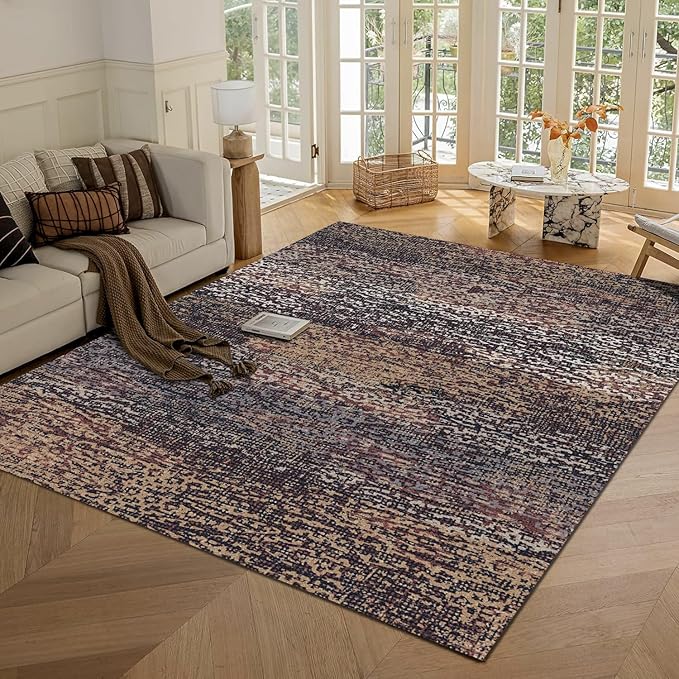 RUGSURE Washable Area Rug - 1/6 Thick - Stain & Water Resistant Non-Slip - Resistant Rug for Living Room, Bedroom, Nursery, Pet & Child Friendly, Vintage Charm Area Rugs (Rust, 4' x 6')