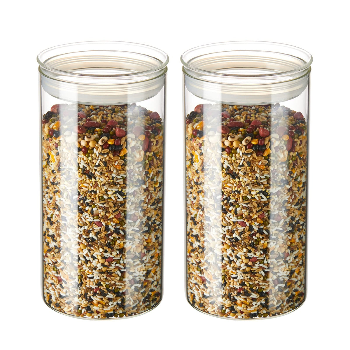 ZENS Glass Jars with Airtight Lid Set of 2, 37oz Kitchen Storage Jars