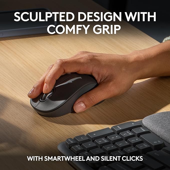 Logitech - Wave Keys MK670 Combo Ergonomic Wireless Keyboard and Mouse Bundle for Windows/Mac with Integrated Palm-Rest - Graphite (Renewed)