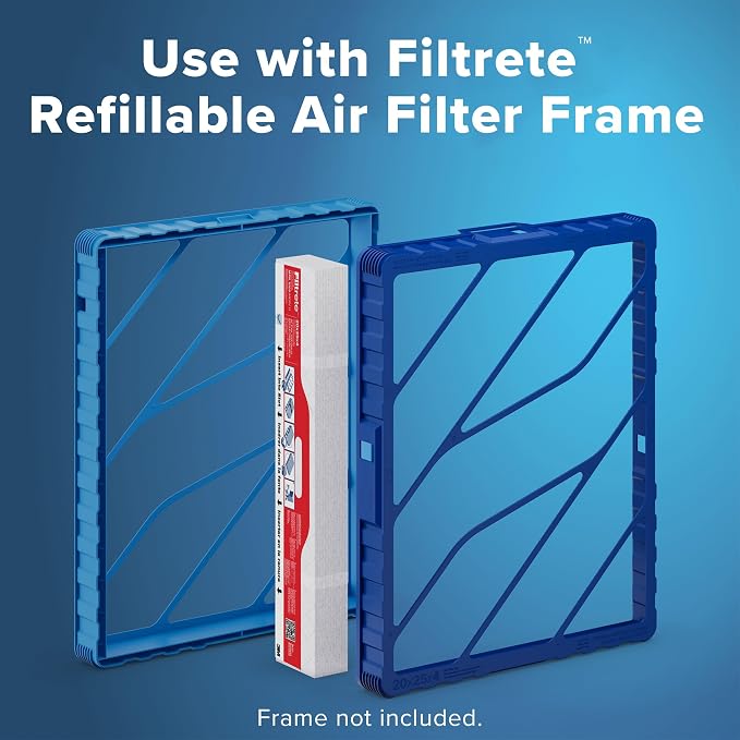Filtrete 20x25x4 Refillable Air Filter replacement, MPR 1000, MERV 11, Allergen