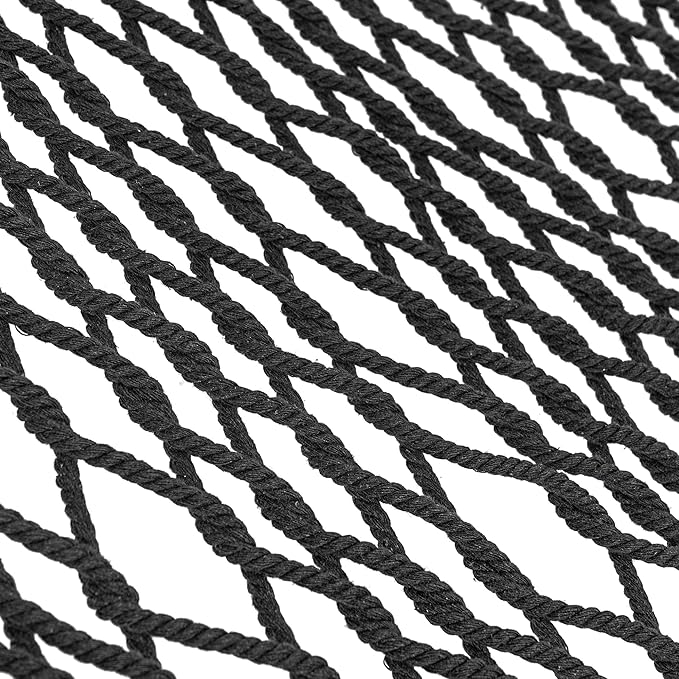 Lazy Daze Hammocks Double Rope Hammock, 2 Person Traditional Outdoor Hand Woven Cotton Rope Hammock with Spreader Bar, Chains, Tree Straps for Patio Yard - Max 450 Lbs, Dark Grey