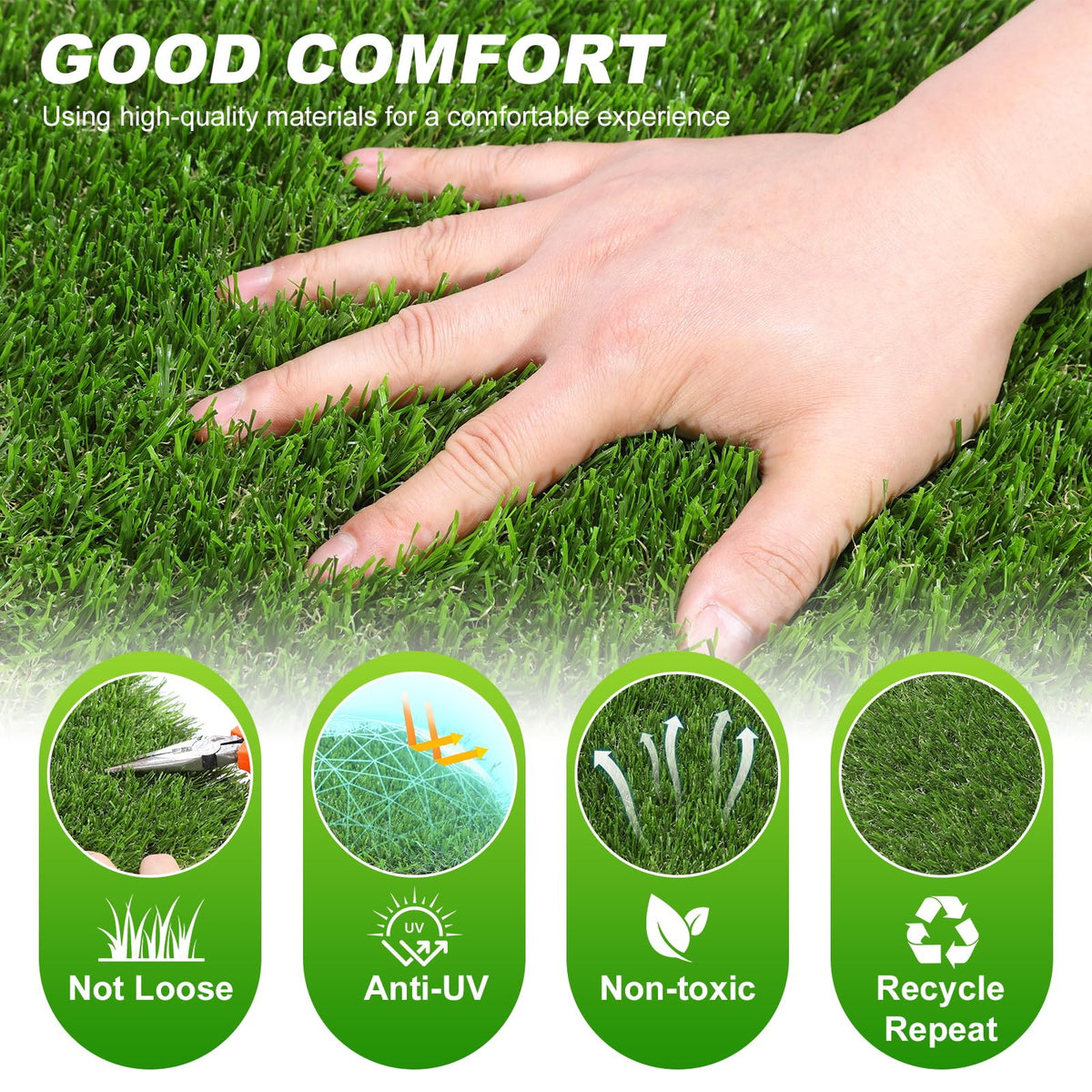 Artificial Grass Tiles Interlocking Turf Squares Deck 9 Pack -12"x12" Indoor Outdoor Faux Grass Rug with Drainage Holes-Fake Grass Tiles Self-draining for Garden Lawn Landscape Balcony Decoration