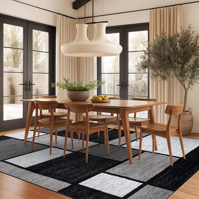Rugshop Modern Geometric Gray Area Rug, Fade-Resistant Carpet for Large Living Room, Dining Room, or Open Space, 10' x 14'