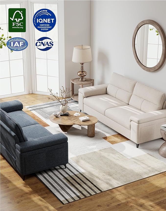 88.97" L Shaped Sectional Couches for Living Room, Deep Seat Sofa with Big Storage Ottoman & 8”Cushion, Comfy 2-Seater Chenille Loveseat, Convertible Armrest, Removable Cover for Small Space(Beige)