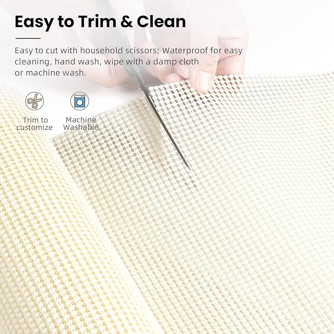 BAGAIL Drawer and Shelf Liner, 24 in X 20 Ft Non-Adhesive Shelf Liners for Kitchen Cabinets, Thick Strong Grip Liners for Desk, Shelves, Bathroom Drawers, Cabinet Protection - Cream