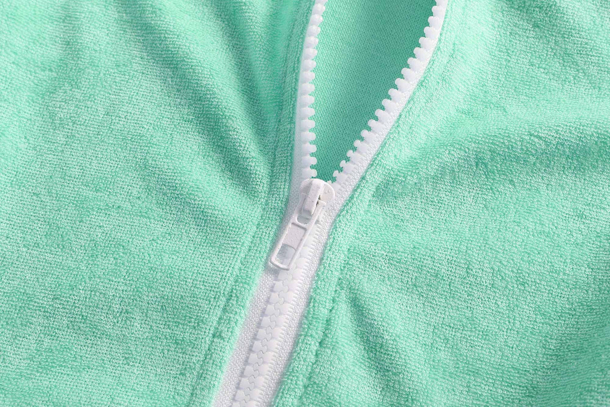 LUCKYGAL Terry Swim Cover-Up for Girls Kids Beach Swimsuit Coverup Bathing Suit Wraps, Size 10 11 Green