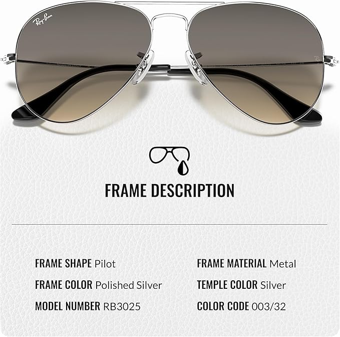 Ray-Ban RB3025 AVIATOR GRADIENT Pilot Shaped Sunglasses for Men & Women with Official RAYBAN Eyewear Kit