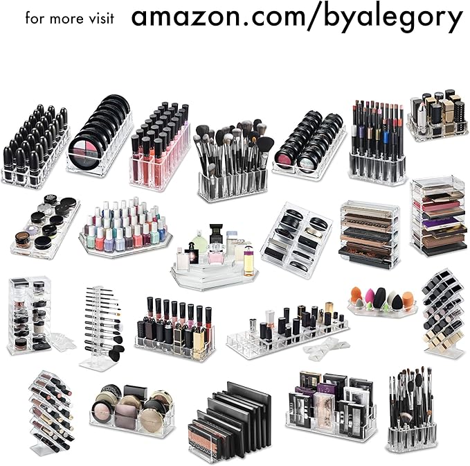 BY ALEGORY Acrylic Eyeliner Organizer & Lip Liner Organizer 26 Space Storage 20 Standard 6 Jumbo Cosmetic Pencil Makeup Display Case Refillable Container (2)