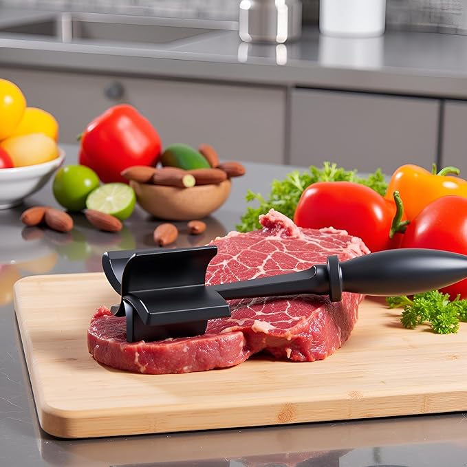 Meat Masher for Ground Beef and Vegies, Heat-Resistant, Hamburger Masher Grinder Tool, Non-Stick, Dishwasher Safe, BPA-Free, Food Grade, Black Color