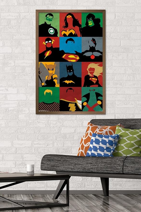 Trends International DC Comics - Justice League - Minimalist Wall Poster, 22.375" x 34", Bronze Framed Version