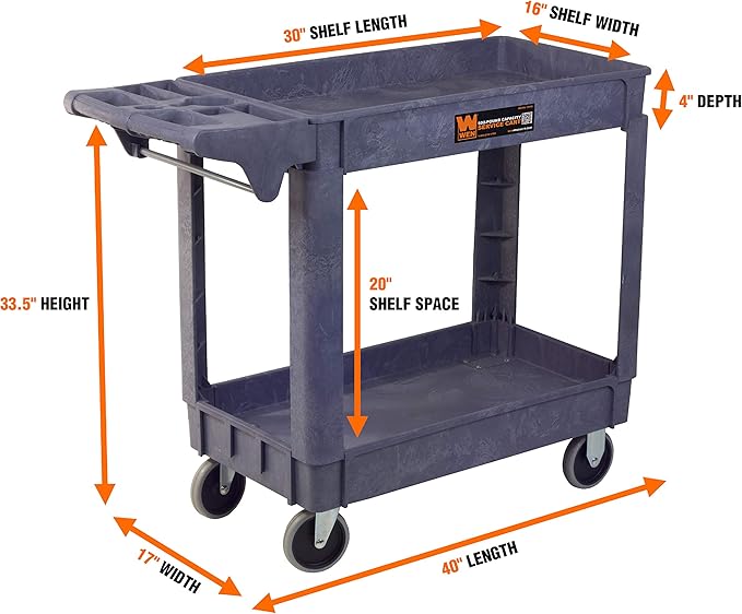 WEN Service Utility Cart, 500-Pound Capacity, 40 x 17-Inch
