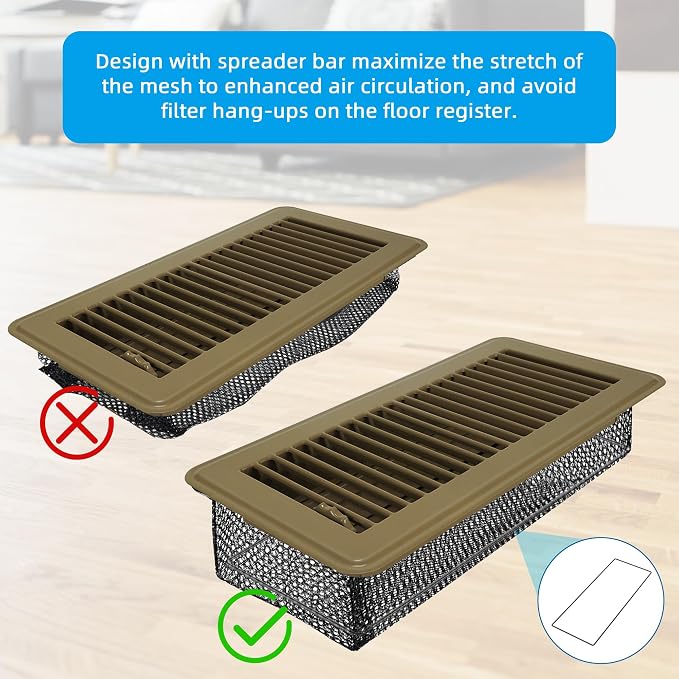 Floor Vent Screen Net 2''x12'', Air Vent Filter Mesh
