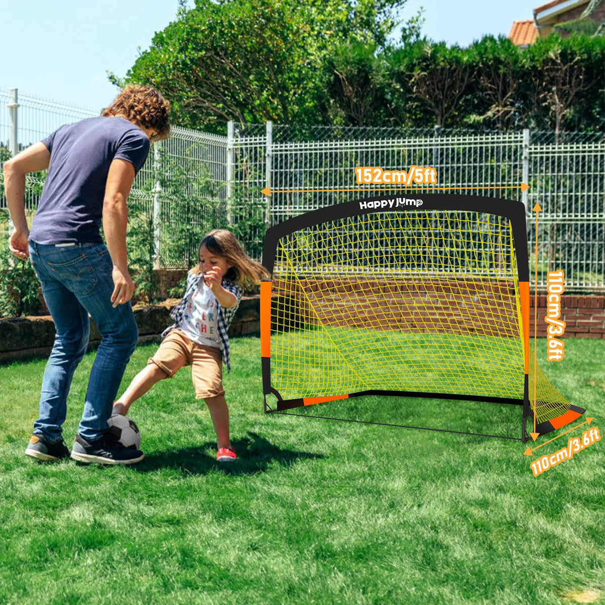 Happy Jump Kids Backyard Soccer Goals 7x5 & 5x3.6 FT, Portable Outdoor Play