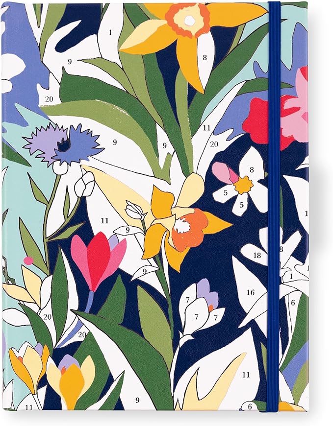 kate spade new york Lined Writing Journal with Pen Case, Vegan Leather Journal with 168 Pages, Zipper Pouch for Office Supplies, Paint by Numbers