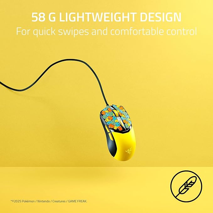 Razer Cobra Wired Gaming Mouse: 58g Lightweight - Gen-3 Optical Switches - Chroma RGB Lighting - Precise 8500 DPI Optical Sensor - 100% PTFE Mouse Feet - Speedflex Cable - Pokémon Edition