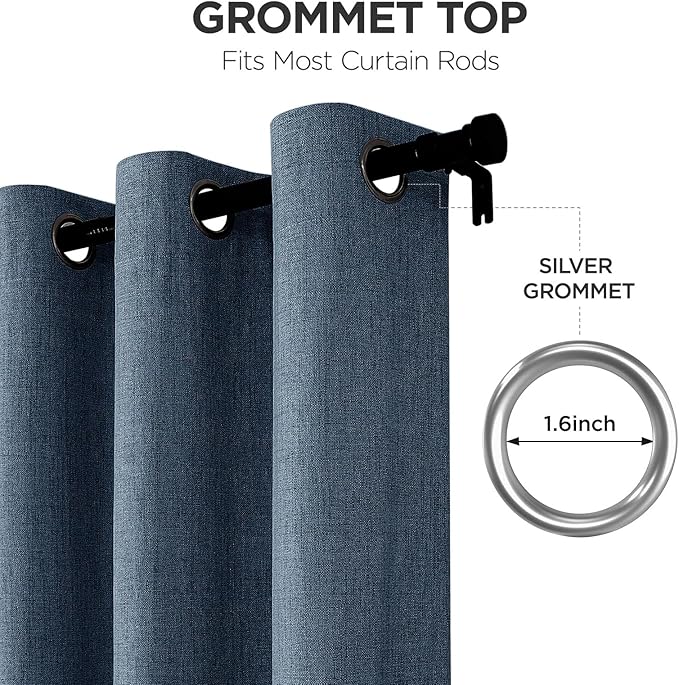 Joydeco Blackout Curtains 84 Inches Long 2 Panels Burg, Room Darkening Curtains for Bedroom, 100% Black Out Textured Thermal Drapes Privacy Protection 2 Panels Set(W52 x L84 Inch, Navy Blue)