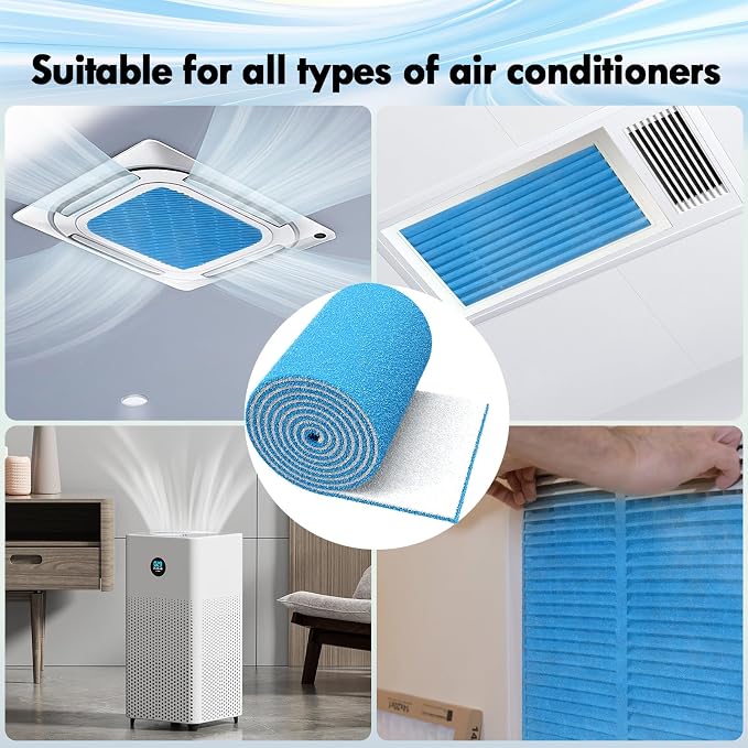 2PCS 12 x 120" Air Vent Filters, Cut-to-Size MERV 8 Filter Material, Triple
