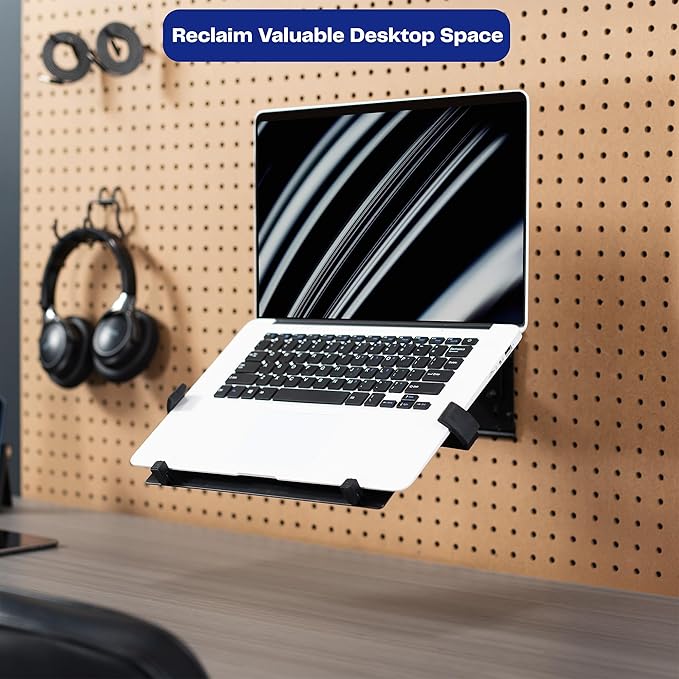 VIVO Pegboard Compatible 10 to 15.6 inch Laptop Mount Holder, Adjustable Notebook Tray, MOUNT-PB2L