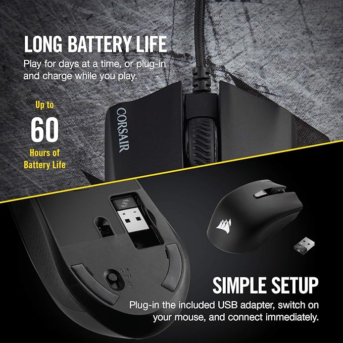 Corsair Harpoon Wireless RGB Lightweight FPS/MOBA Gaming Mouse – 10,000 DPI – 6 Programmable Buttons – Low-Latency Bluetooth – iCUE Compatible – PC, Mac, PS5, PS4, Xbox – Black