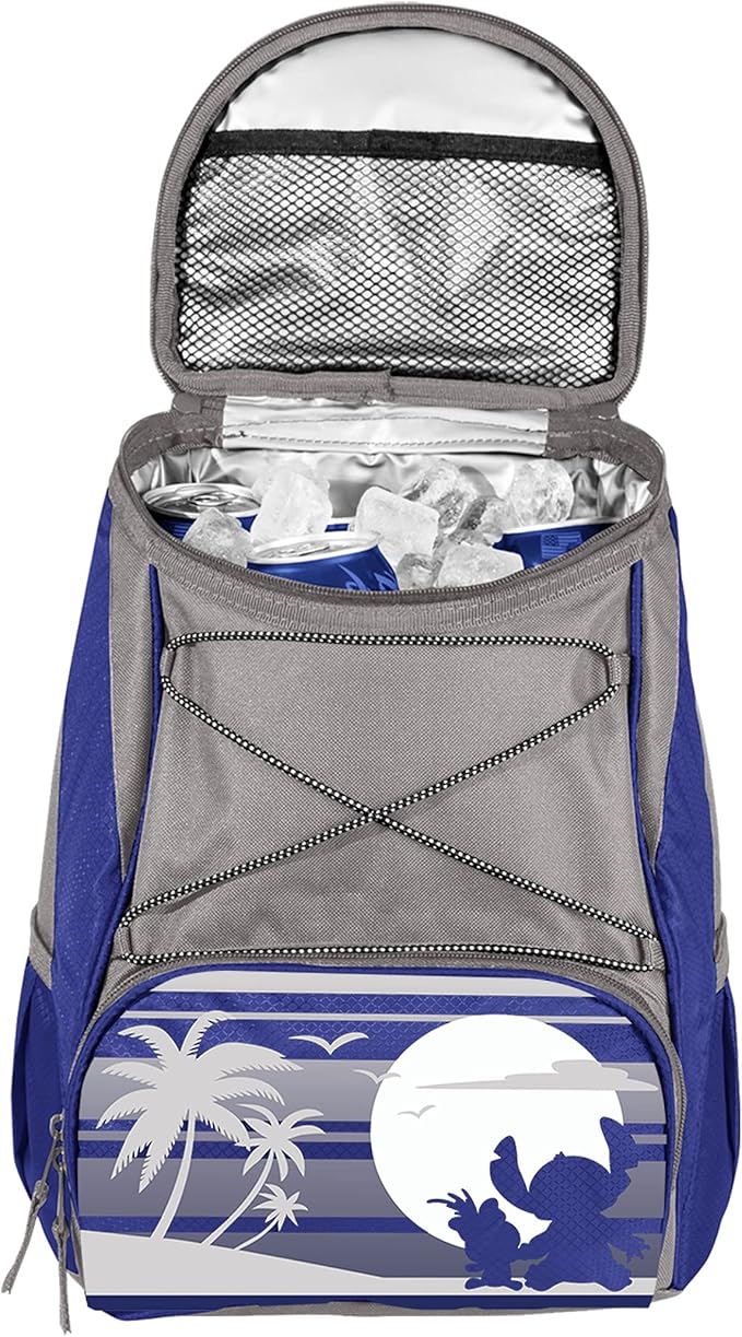 PICNIC TIME Disney Lilo & Stitch Scrump PTX Backpack Cooler, Soft Cooler Backpack, Insulated Lunch Bag, (Navy Blue with Gray Accents)