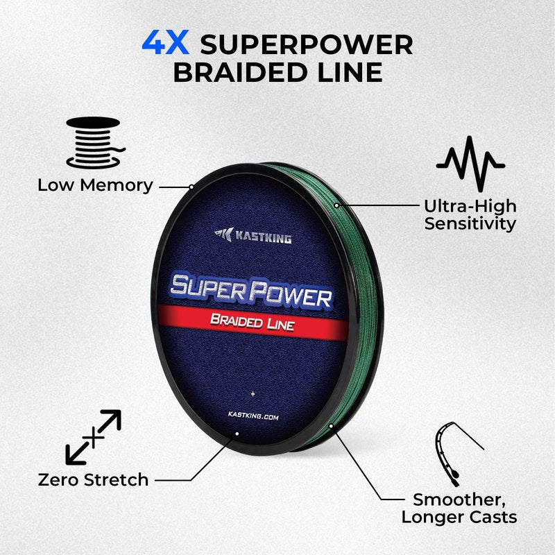 KastKing Superpower Braided Fishing Line Texas Edition - 20lb 4X 200yds with 3.7" Suspending Jerkbait, Minnow Fishing Lure with Ball Bearing Weight Transfer, Ideal for Bass, Walleye & Musky Fishing