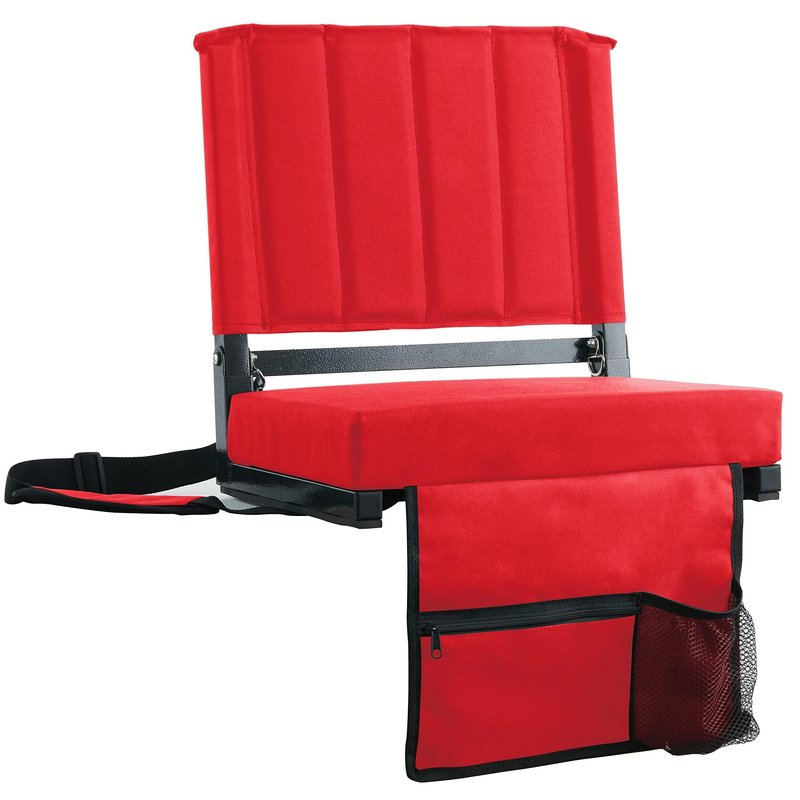 SPORT BEATS Stadium Seats with Back Support Bleacher Chairs with Back and Cushion Thick Padded Bleacher Seats Includes Shoulder Strap Red 2pcs Standard