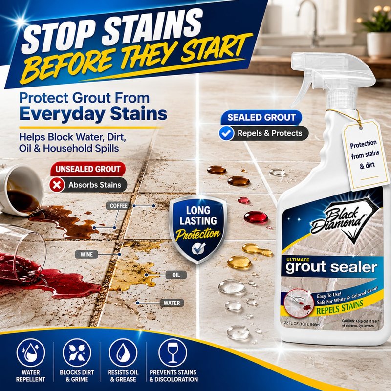ULTIMATE GROUT SEALER – Professional Strength Tile, Stone & Grout Protection for Showers, Floors & Backsplashes | Easy-Clean, Stain & Moisture Repellent – Low Odor Contractor Grade (Quart)