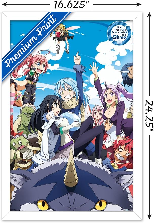 Trends International That Time I Got Reincarnated As A Slime - Group Wall Poster, 14.725" x 22.375", White Framed Version