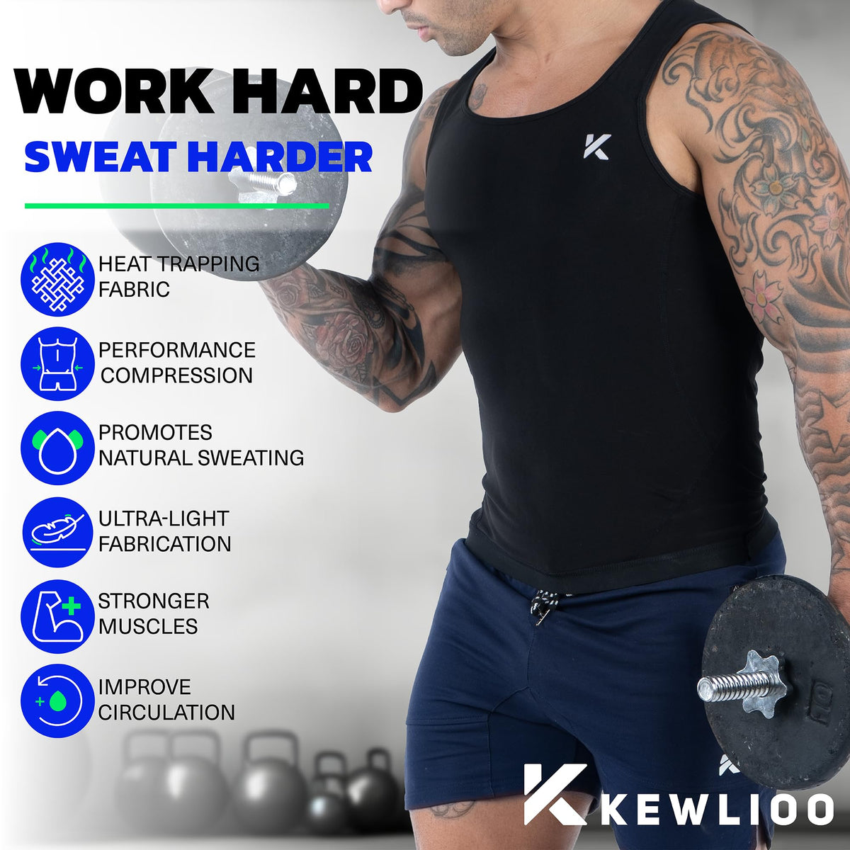 Kewlioo Men's Heat Trapping Pullover Sweat Enhancing Vest - Sauna Suit Shirt Compression Vest Shapewear Top for Gym Exercise (Multicolor, XX-Large-3X-Large)