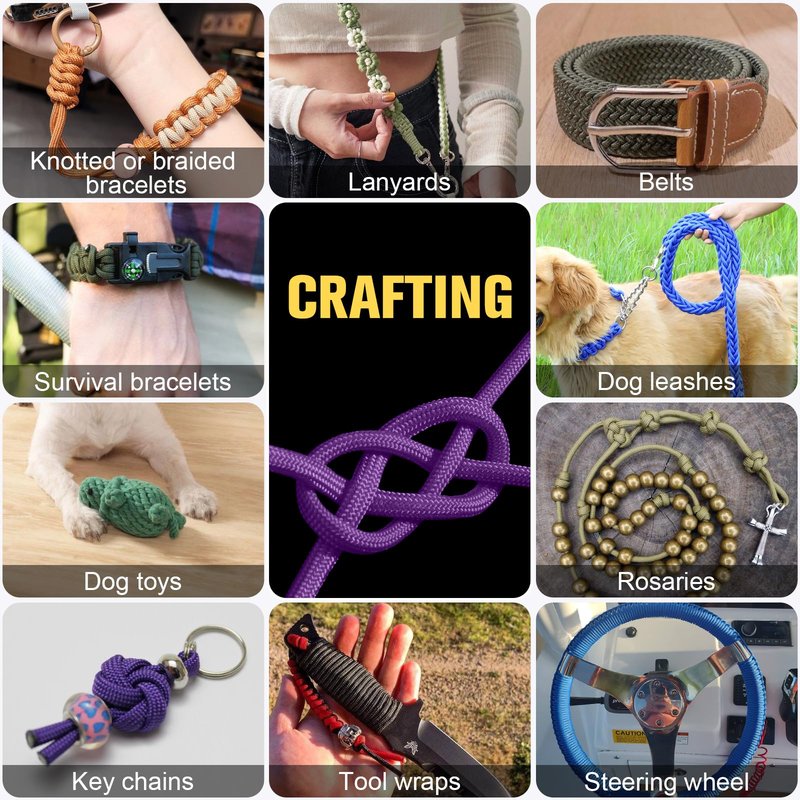 TRIBERION Paracord Rope 750 lb - 1000ft 5/32" Parachute Cord 4MM 12-Strand para Cord - Heavy Duty Spool String for Survival,Camping Gear, Survival Bracelet, Clothesline - Purple