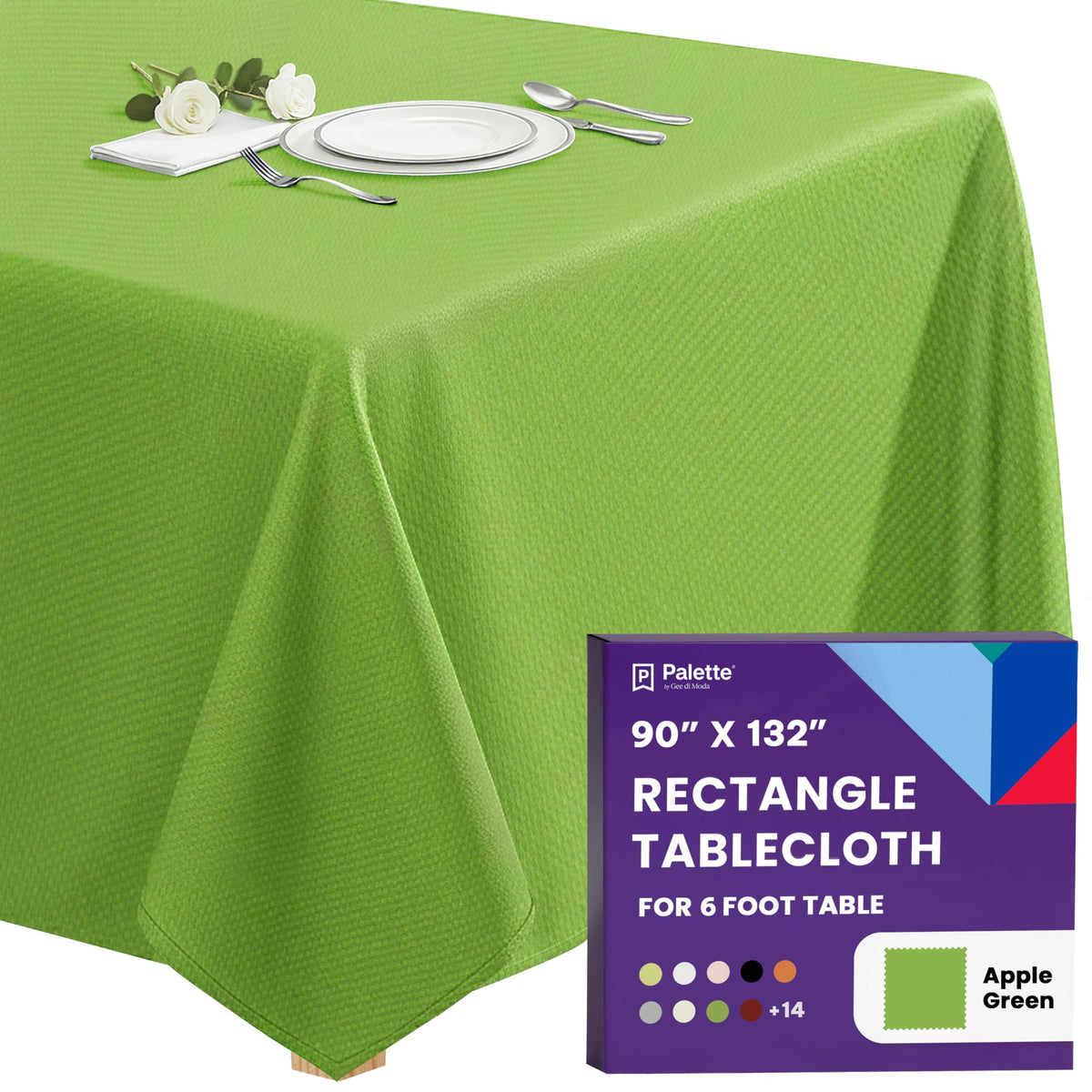 Gee Di Moda Rectangle Tablecloth - 90 x 132 Inch Black Table Cloth for 6 Foot Tables with Floor-Length Drop - Heavy Duty Washable Fabric for Holiday Party, Dinner, Weddings & Baby Shower