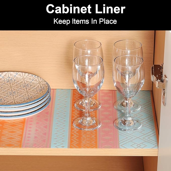 Cooyes Shelf Liners for Kitchen Cabinets, Refrigerator Liners Waterproof & Oil-Proof Kitchen Cupboard Liner Drawer Mats EVA Material Non Adhesive Fridge Liner for Shelves（23.6" W x 360" L）