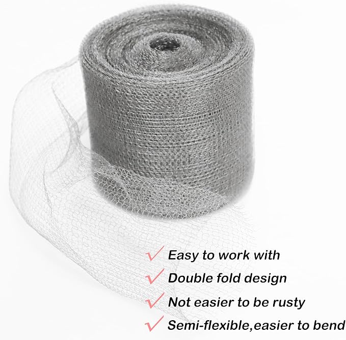 Wire Mesh for Mice Control 5 in X 36Ft, Hole Fill Fabric, Weep Holes Covers