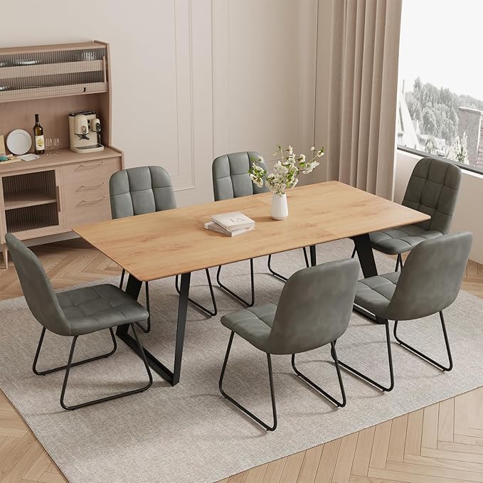 ZckyCine Modern Dining Table and Chair Set for 4 – Rectangular Expandable Wooden Table, Space-Saving Multifunctional Design for Small Spaces