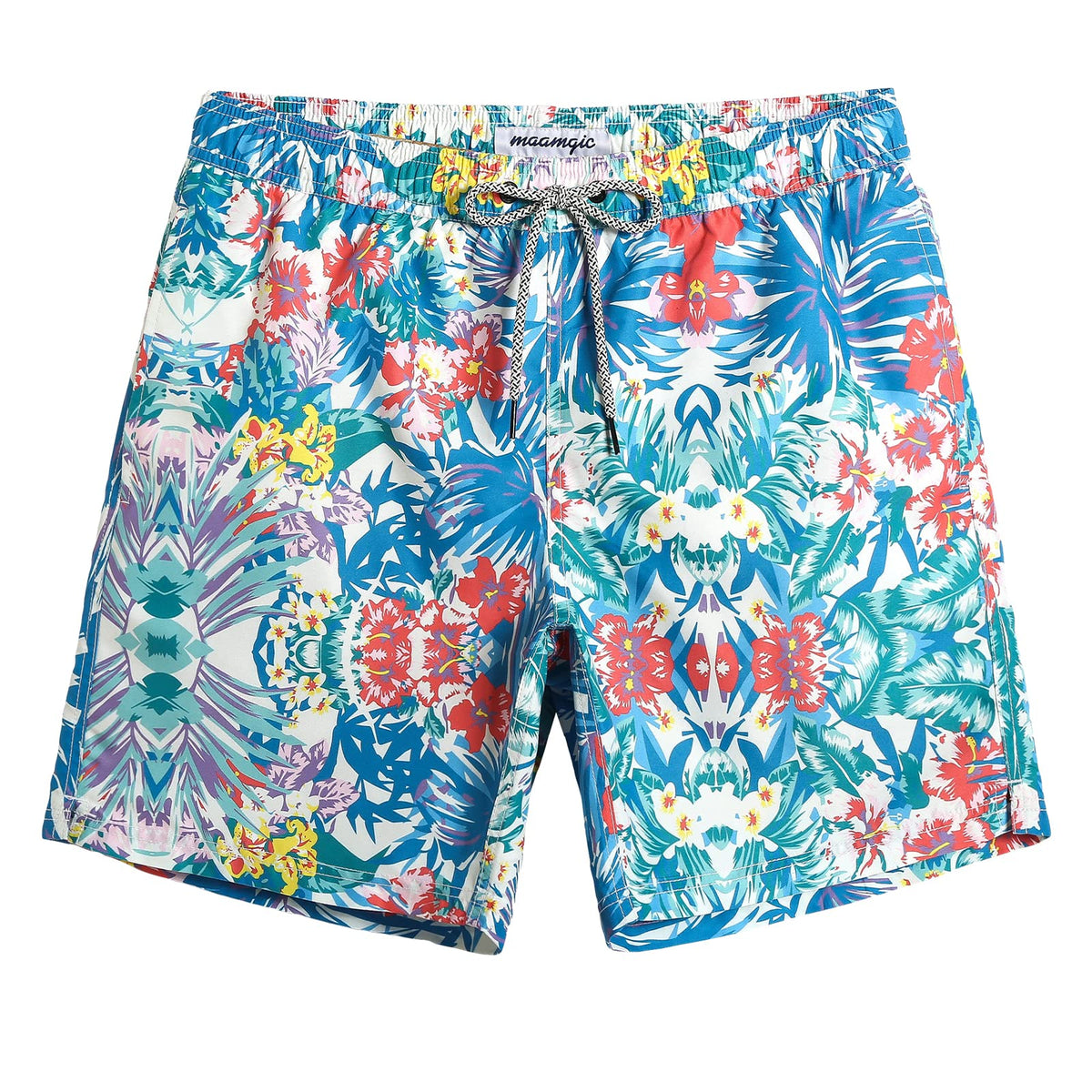 maamgic Mens Swim Trunks Quick Dry Swim Shorts with Mesh Lining Funny Swimwear Bathing Suits 7inch Hawaii Floral X-Small