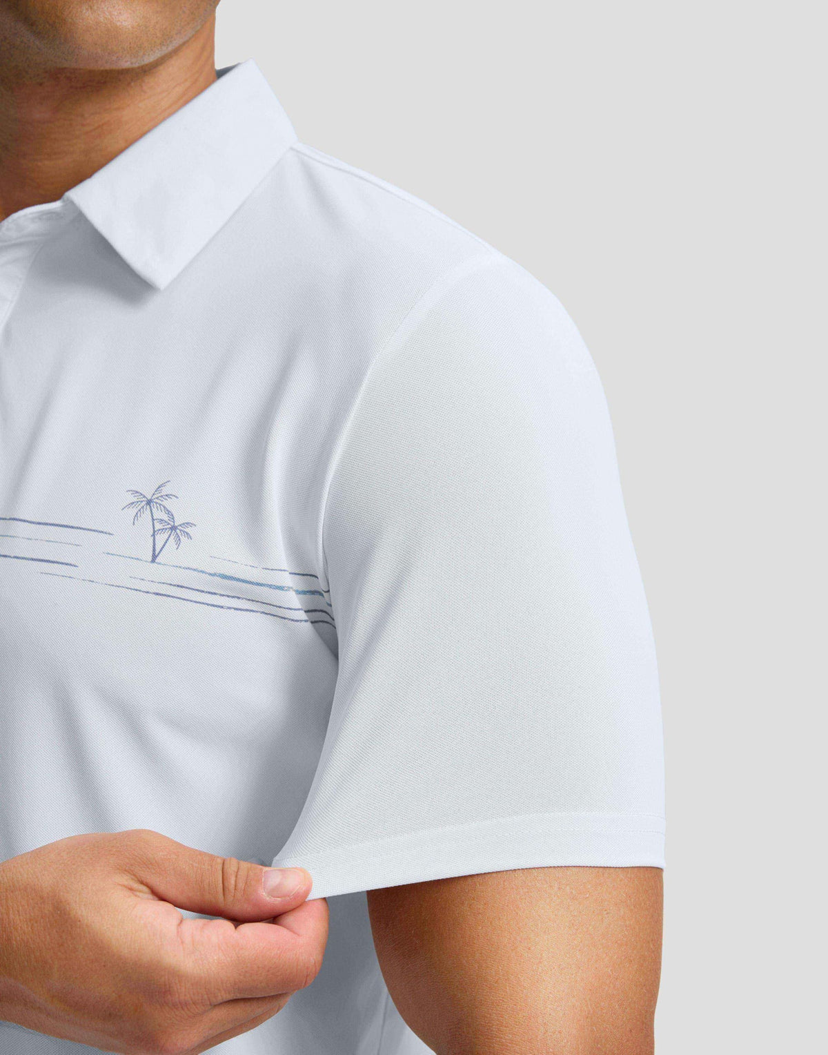 Men's Golf Shirts Dry Fit Moisture Wicking Performance Short Sleeve Collared Polo Shirts for Casual Tennis Bussiness (White Coco Tree, XXXL)