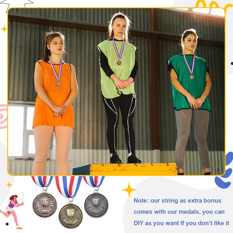 RoundFunny 24 Pcs Award Medals 1st 2nd 3rd Place Medals Metal Winner Trophy Awards Gold Silver Bronze Prizes for Sports Competitions Party, 2 Inches (Classic Color)