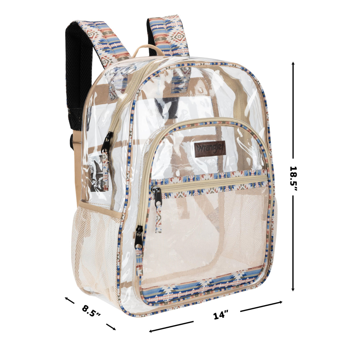 Wrangler Clear Backpack for Girls- Water Resistant Clear Bookbag, Plastic See Through Backpack for Stadium Events and School