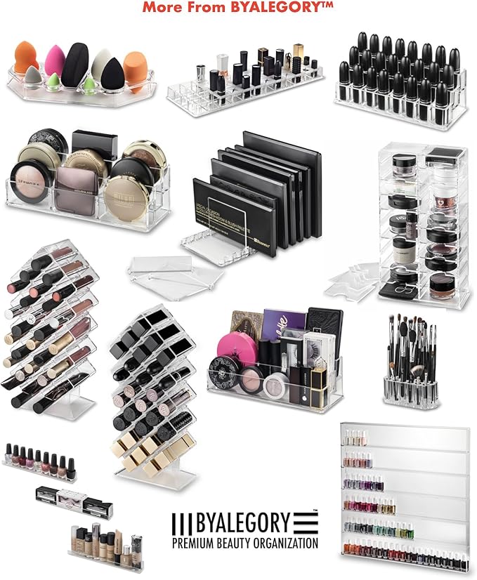 BY ALEGORY Acrylic Makeup Brush Organizer Slim Handle Storage Holder 26 Space Organization Cosmetic Storage Display Case Refillable Container (2)