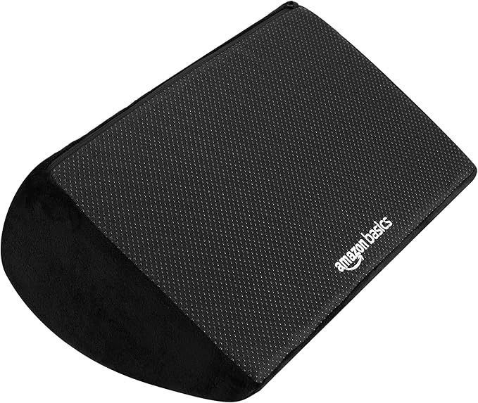 Amazon Basics Foam Foot Rest for Under Desk, Supportive Stool for Home and Office with Washable Cover, 5.1 x 10.2 x 17.3 in, Black